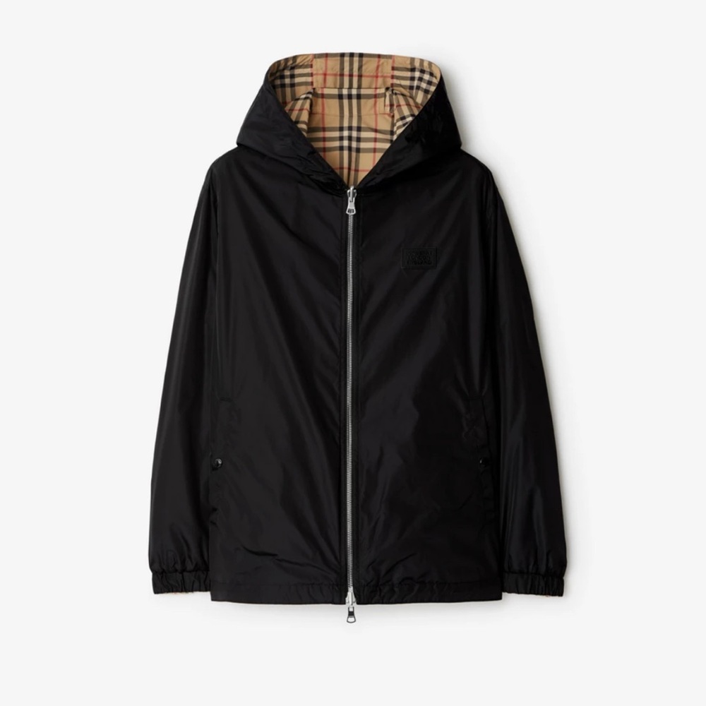 Reversible Black Hooded Burberry Jacket